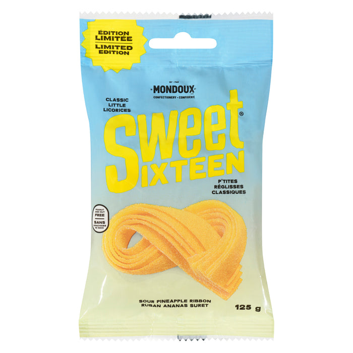 Rubans acidulés à l’ananas Mondoux Sweet Sixteen, 125 g