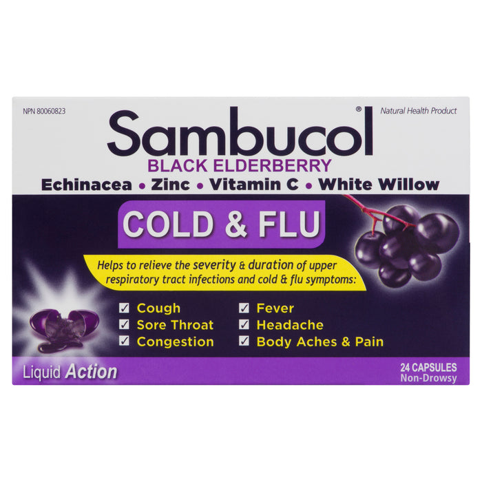 Sambucol Black Elderberry Cold & Flu, 24-Pack