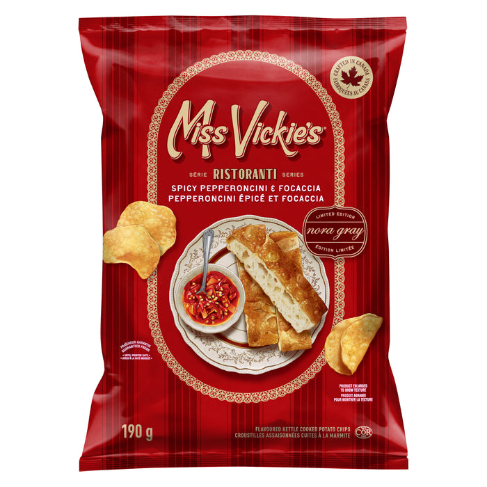 Croustilles Pepperoncini épicé et focaccia Miss Vickie’s, 190 g