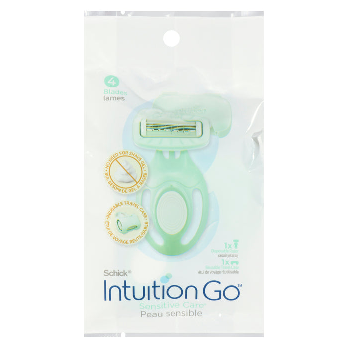 Schick Intuition Go Peau Sensible, 4 Lames, 1 Rasoir Jetable