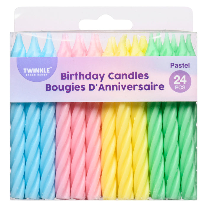 Twinkle Baker Décor Bougies d'Anniversaire Pastel, emb. de 24