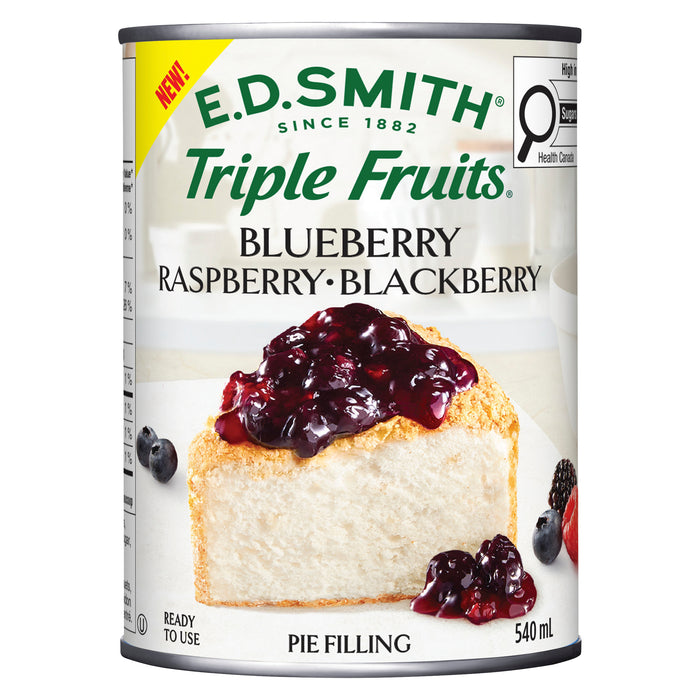 E.D.SMITH. Triple Fruits Pie Filling, Blueberry, Raspberry et Blackberry, 540 ml