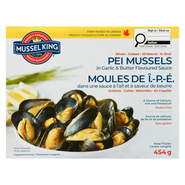 Mussel King Moules de Î.-P.-É. dans Une Sauce à l'Ail et à Saveur de Beurre, 454 g