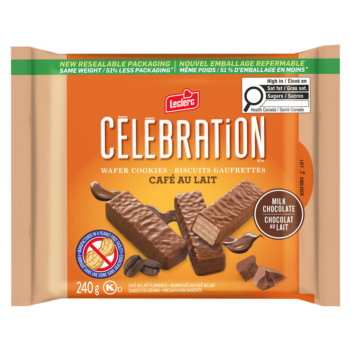 Célébration Biscuits Gaufrettes Arômatisés au Café au Lait, 240 g