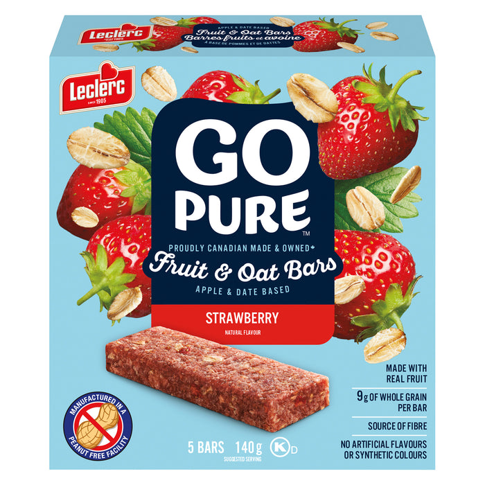 Go Pure Barres Fruits et Avoine Fraises, emb. de 5, 140 g