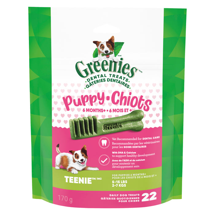 Gâteries dentaires pour chiots de 6 mois et plus Greenies Teenie, 170 g – emb. de 22