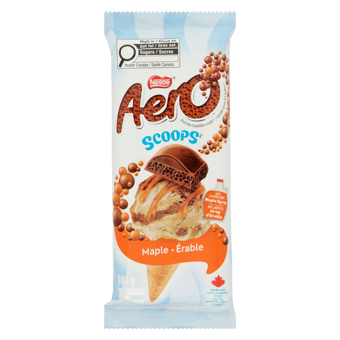 Chocolat au lait avec garniture à saveur de crème glacée à l'érable Aero Scoops, 105 g