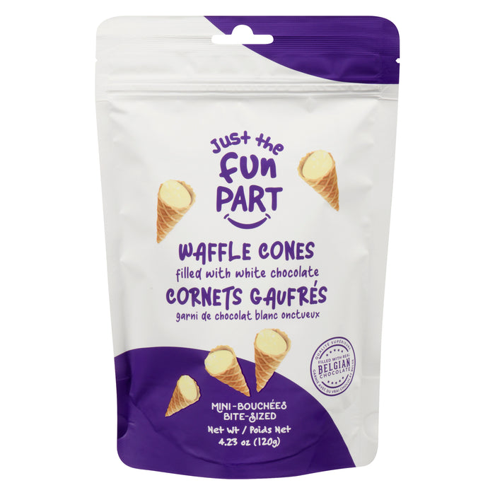 Cornets gaufrés garnis de chocolat blanc Just The Fun Part – 120 g