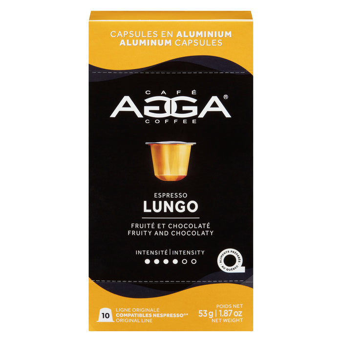 AGGA Coffee Aluminum Capsules Espresso Lungo Medium, 53 g, 10-Capsules