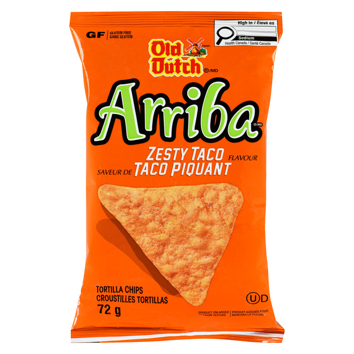 Old Dutch Arriba Zesty Taco Flavour Tortilla Chips, 72 g