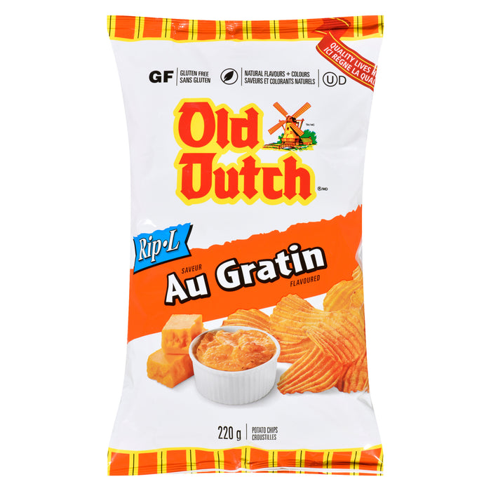 Old Dutch Rip-L Potato Chips Gratin, 220 g