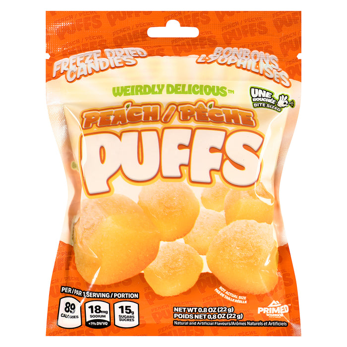 Primed Warrior Bonbons Lyophilisés Pêche Puffs, 22 g