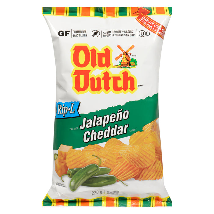 Old Dutch Rip-L Croustilles Saveur de Jalapeño Cheddar, 220 g