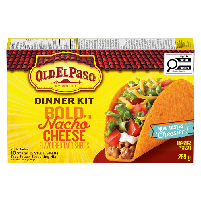 Old El Paso Dinner Kit Bold with Nacho Cheese Flavoured Taco Shells, 269 g