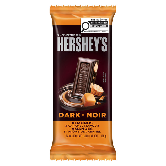 Hershey's Chocolat Noir Amandes et Arôme de Caramel, 100 g