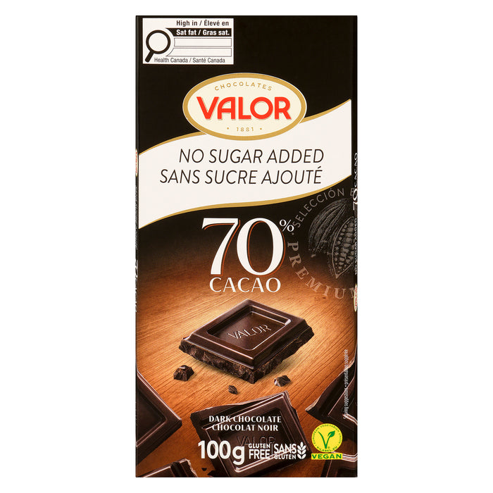 Valor Chocolates Dark Chocolate 70% Cacao, 100 g