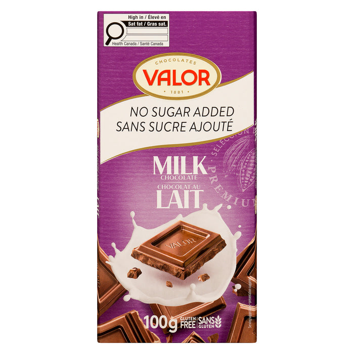Chocolates Valor Milk Chocolate No Sugar Added, 100 g