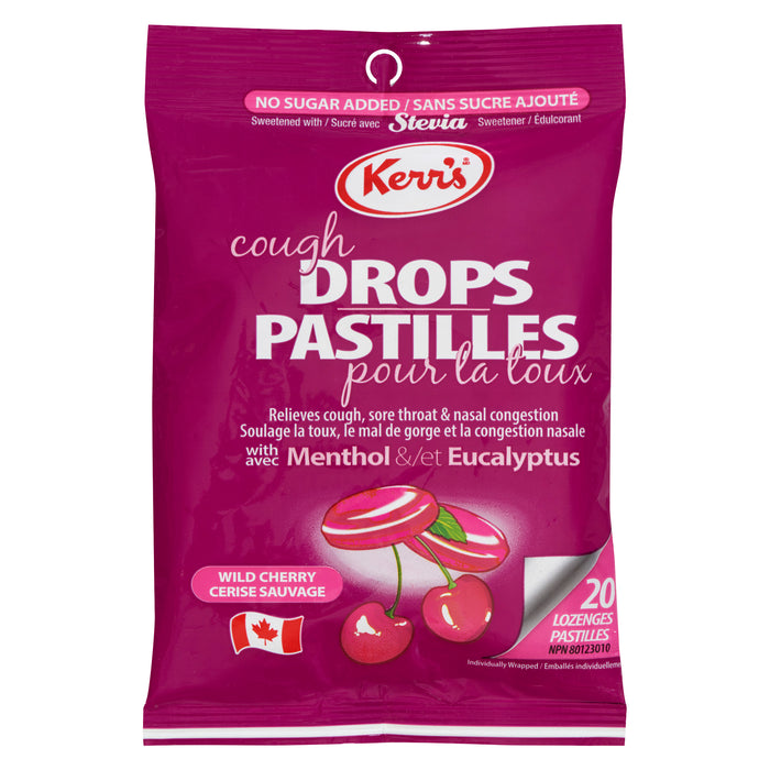 Pastilles pour la toux cerise sauvage avec menthol et eucalyptus Kerr's, emb. de 20