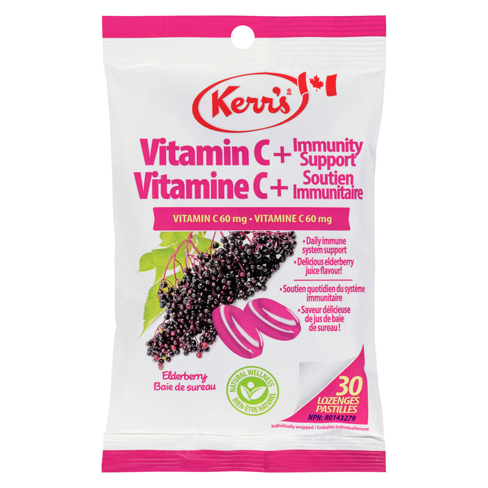 Kerr's Vitamine C + Soutien Immunitaire Baie de Sureau, emb. de 30