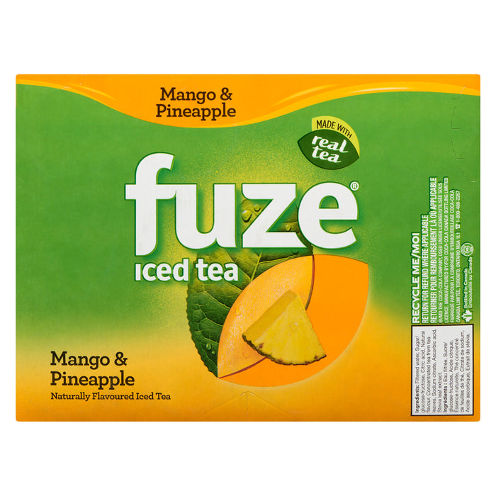 Thé glacé aromatisé naturellement à la mangue et à l'ananas Fuze, 12 canettes x 341 ml