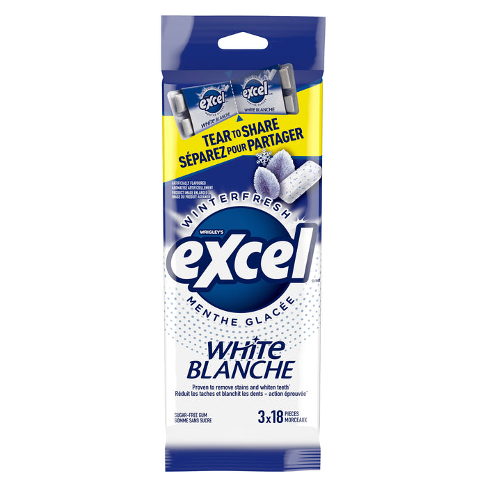 Excel Blanche Gomme Sans Sucre Menthe Glacée, emb. de 3