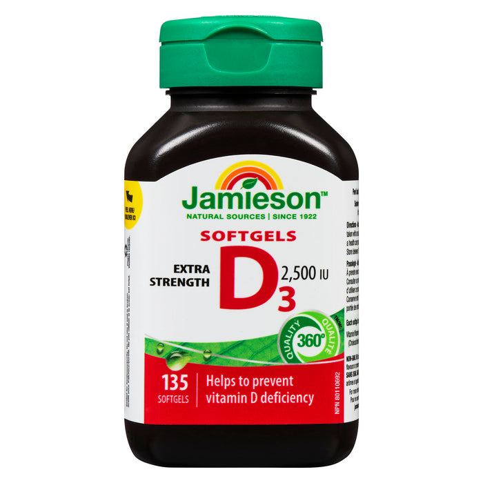 Jamieson D₃ Softgels Extra Strength 2,500 IU, 135-Pack