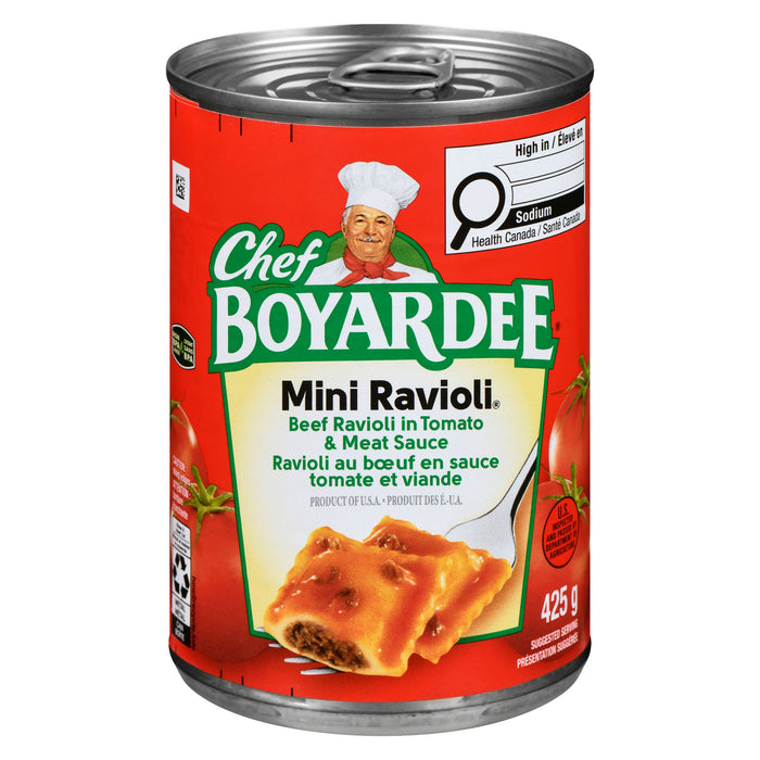 Chef Boyardee Mini-Bouchées Raviolis au Bœuf et Boulettes de Viande en Sauce Tomate, 425 g