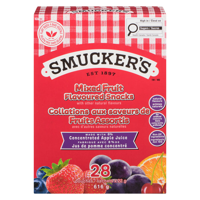 Collations aux saveurs de fruits assortis Smucker's, 616 g, emb. de 28