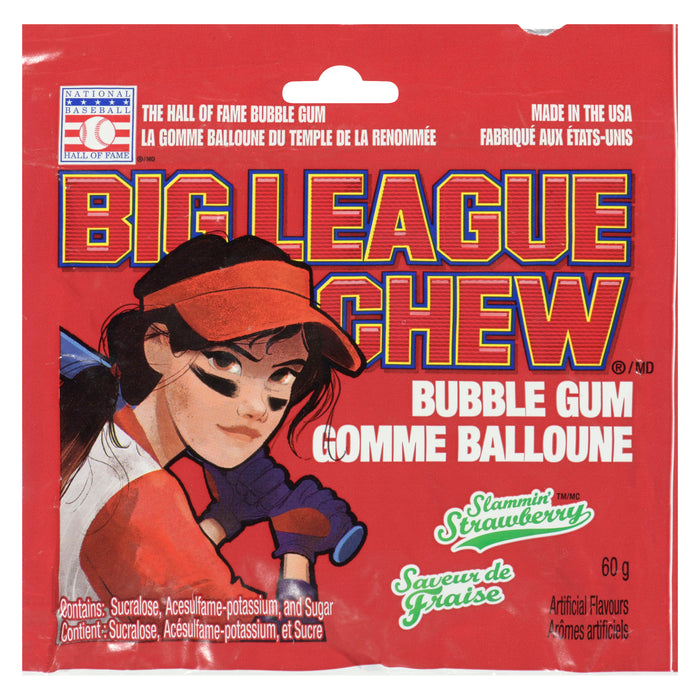 Big League Chew Bubble Gum Slammin' Strawberry, 60 g
