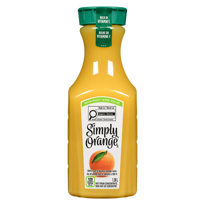 Simply Orange 100% Pure & Natural Orange Juice with Pulp, 1.36 L