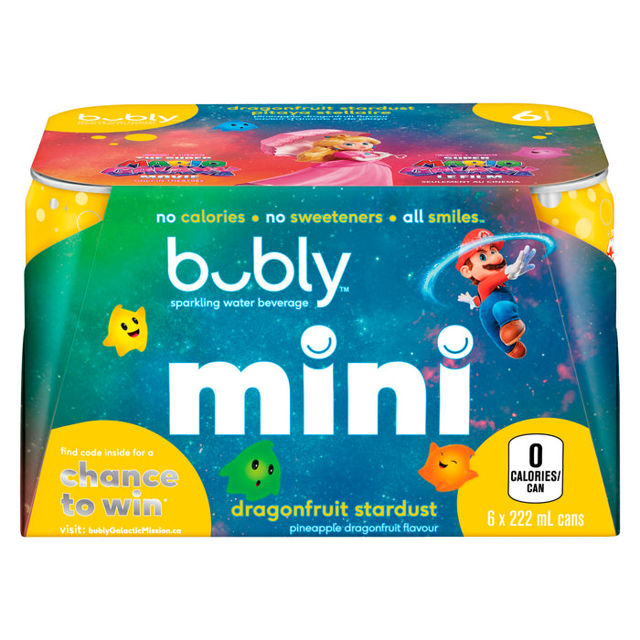 Bubly Dragonfruit Stardust Sparkling Water Mini, 6-Pack, 222 ml