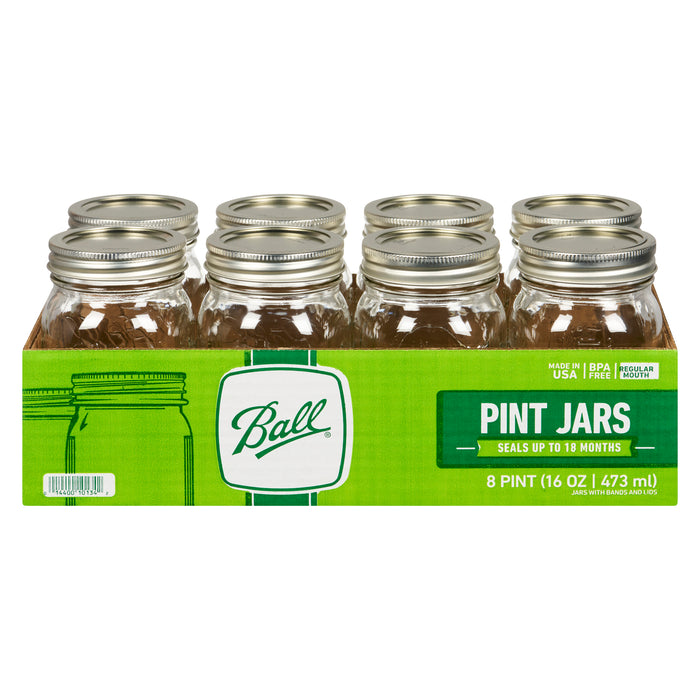 Pots à conserves à ouverture standard avec bagues et couvercles, 473 mL – emb. de 8
