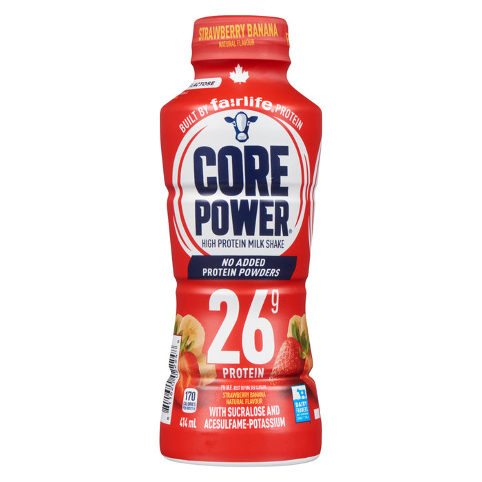 Core Power High Protein Milk Shake Strawberry Banana 1% M.F., 414 ml