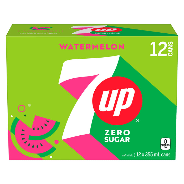 7 Up melon d’eau sans sucre, emb. de 12, 355 ml