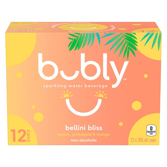 Bubly Sparkling Water Bellini Bliss, 355 ml x 12-Pack