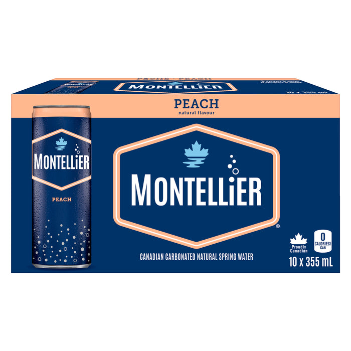 Eau de source gazéifiée Pêche Montellier, emb. de 10 x 355 ml