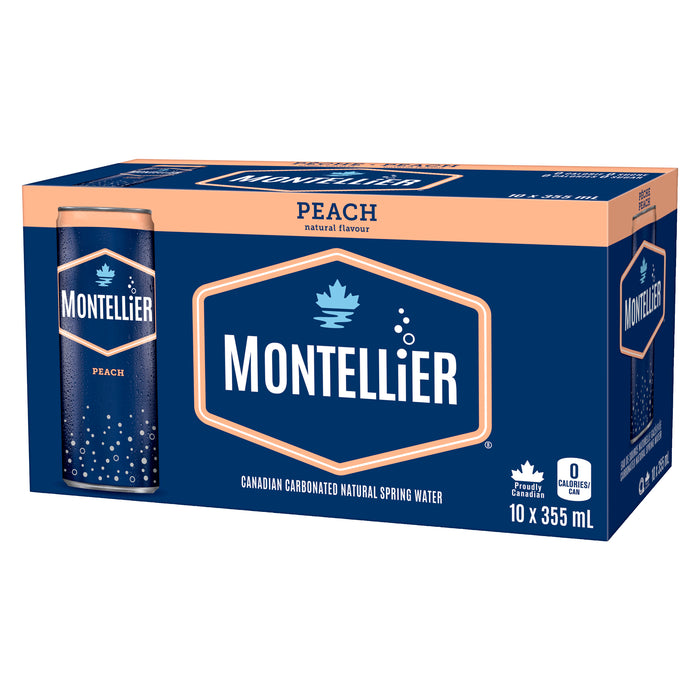 Montellier Peach Natural Spring Water, 10-Pack, 355 ml