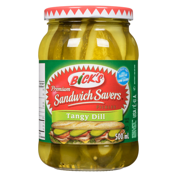 Bick's Sandwich Savers Premium Pickles Tangy Dill, 500 ml