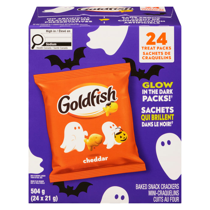 Goldfish Glow In The Dark Packs Baked Snack Crackers Cheddar, 24-Packs