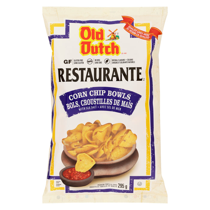Croustilles de maïs en forme de bol avec sel de mer Restaurante Old Dutch – 295 g