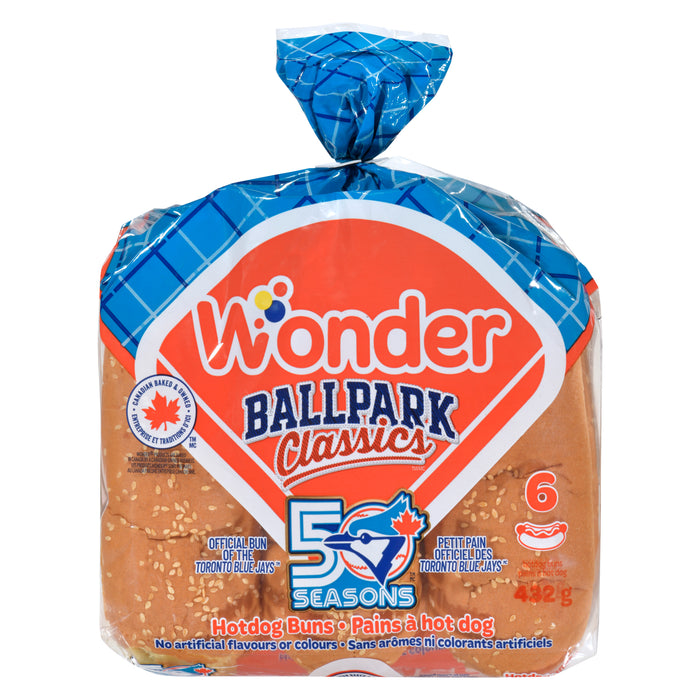 Wonder Ballpark Classics 6 Hotdog Buns, 432 g
