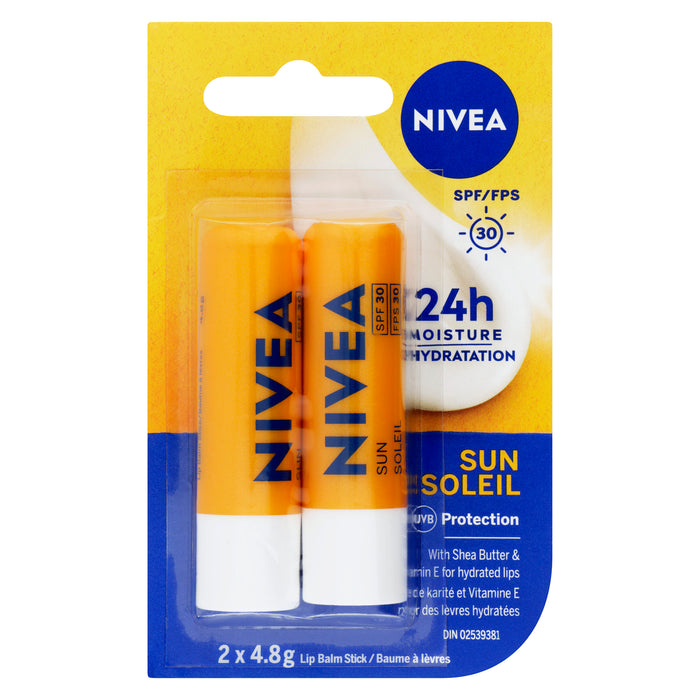 NIVEA Sun Lip Balm Stick SPF 30, 2-Pack