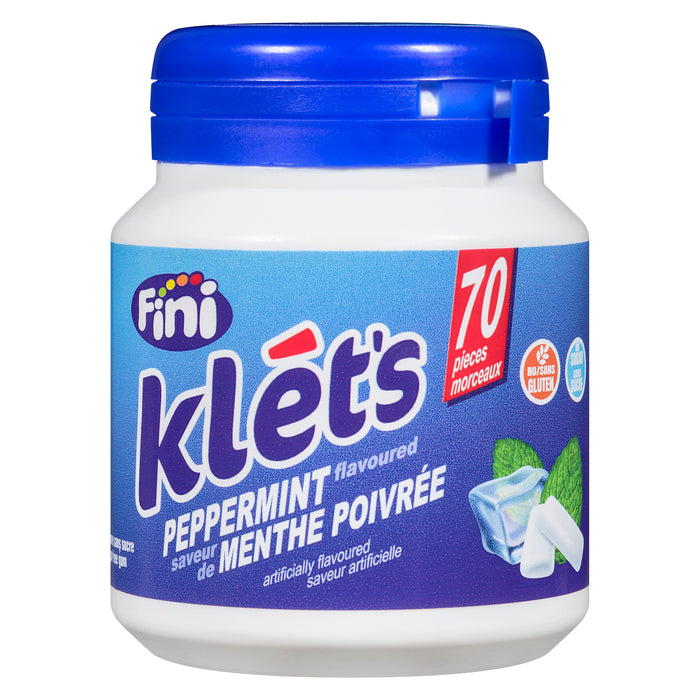Chewing-gums sans sucre Fini Klét's à la menthe poivrée, 70 pièces