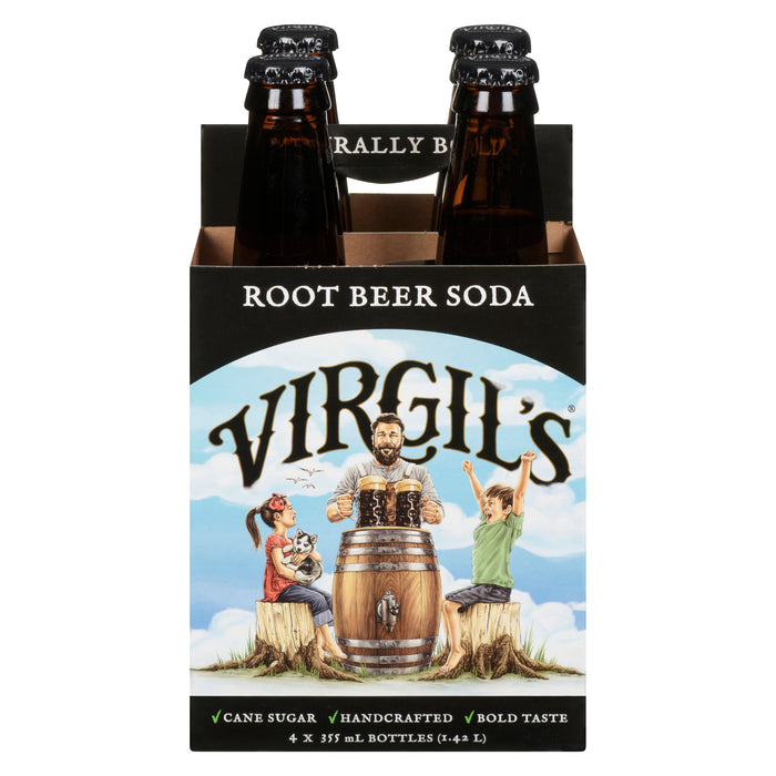 Virgil's Root Beer Soda Bottles, 355 ml x 4-Pack