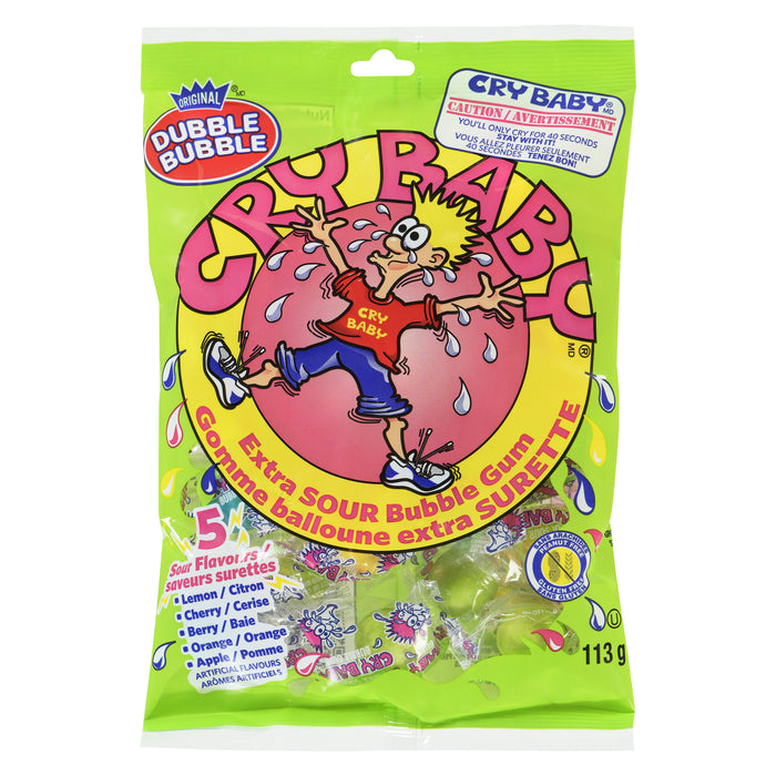 Cry Baby Dubble Bubble Extra Sour Bubble Gum, 113 g