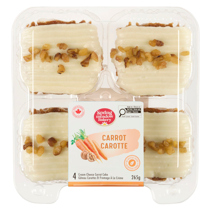 Spring Meadow Bakery 4 Cream Cheese Carrot Cake, 265 g, 4-Pieces