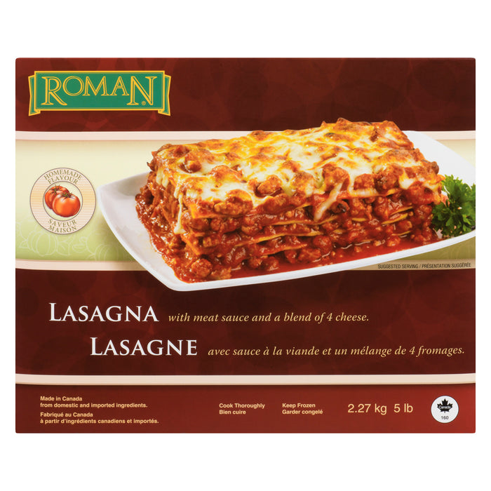 Lasagne avec sauce à la viande et un mélange de 4 fromages Roman, 2,27 kg