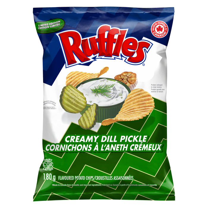 Ruffles Creamy Dill Pickle Potato Chips, 180 g