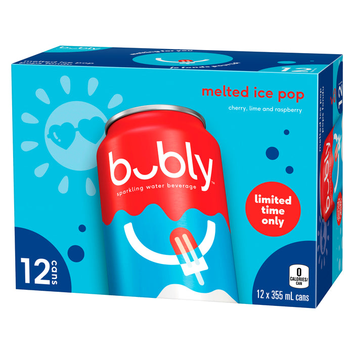 bubly Melted Ice Pop Sparkling Water, 355 ml x 12-Pack