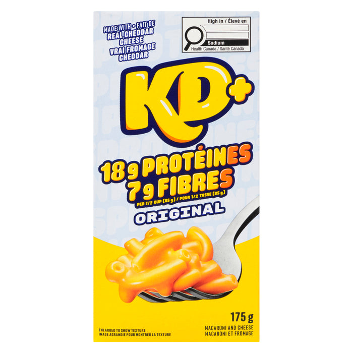 KD+ Original Macaroni & Cheese with Protein and Fibre, 175 g